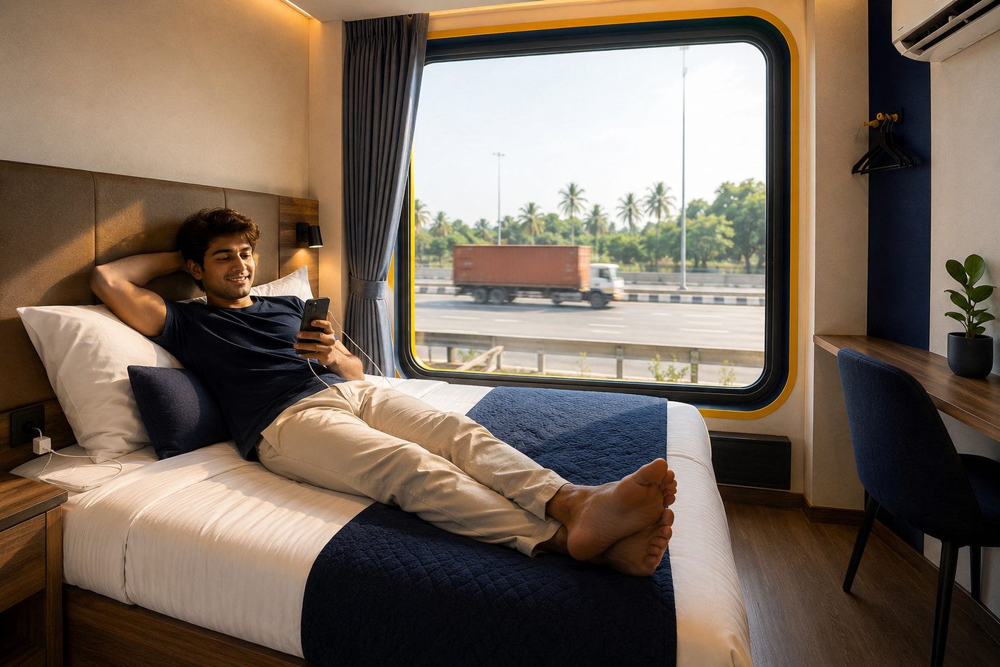 Inside a Saraii pod, ready for a day-use rest